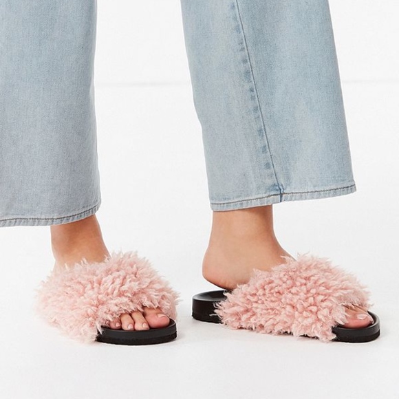 Urban Outfitters Shoes - Faux Shearling Fur Pool Slides Sandals Slip On